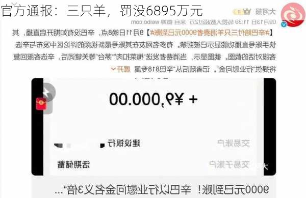 官方通报：三只羊，罚没6895万元