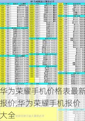 华为荣耀手机价格表最新报价,华为荣耀手机报价大全