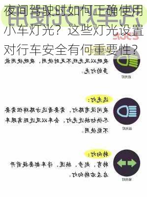 夜间驾驶时如何正确使用小车灯光？这些灯光设置对行车安全有何重要性？