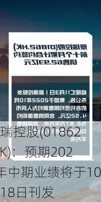 景瑞控股(01862.HK)：预期2024年中期业绩将于10月18日刊发