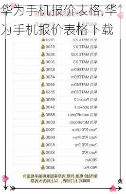 华为手机报价表格,华为手机报价表格下载