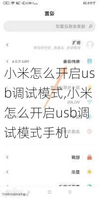 小米怎么开启usb调试模式,小米怎么开启usb调试模式手机