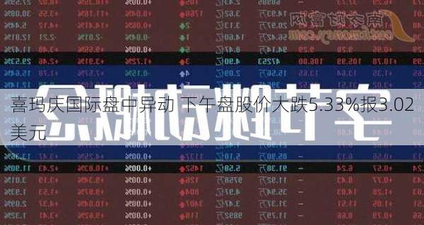 喜玛庆国际盘中异动 下午盘股价大跌5.33%报3.02美元