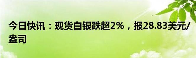 现货白银跌2%