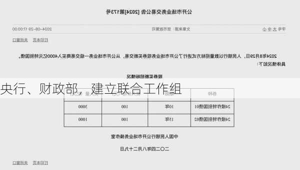 央行、财政部，建立联合工作组