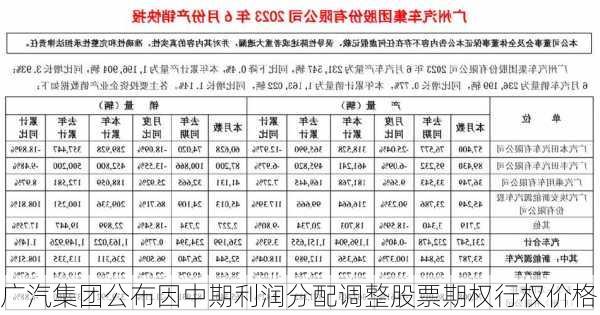 广汽集团公布因中期利润分配调整股票期权行权价格