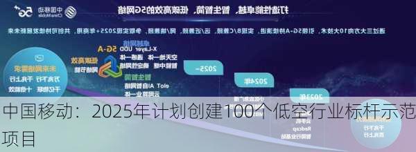 中国移动：2025年计划创建100个低空行业标杆示范项目