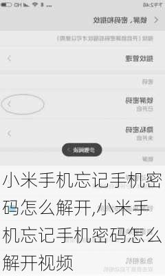 小米手机忘记手机密码怎么解开,小米手机忘记手机密码怎么解开视频
