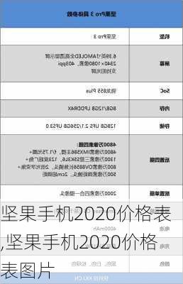 坚果手机2020价格表,坚果手机2020价格表图片