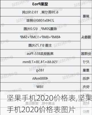 坚果手机2020价格表,坚果手机2020价格表图片