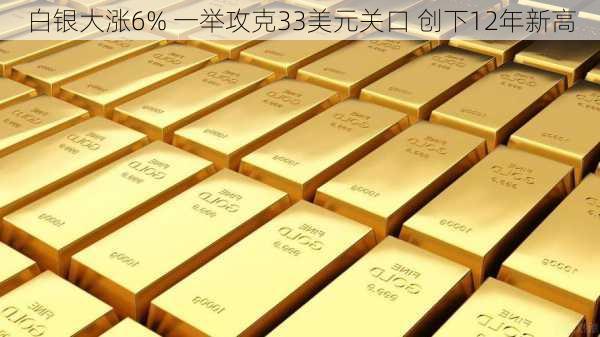 白银大涨6% 一举攻克33美元关口 创下12年新高