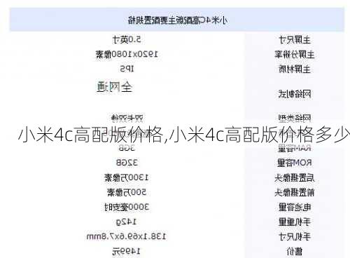 小米4c高配版价格,小米4c高配版价格多少