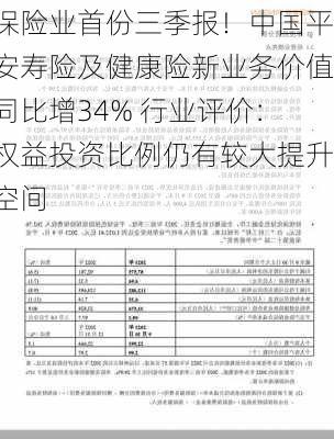 保险业首份三季报！中国平安寿险及健康险新业务价值同比增34% 行业评价：权益投资比例仍有较大提升空间