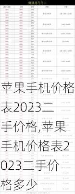 苹果手机价格表2023二手价格,苹果手机价格表2023二手价格多少