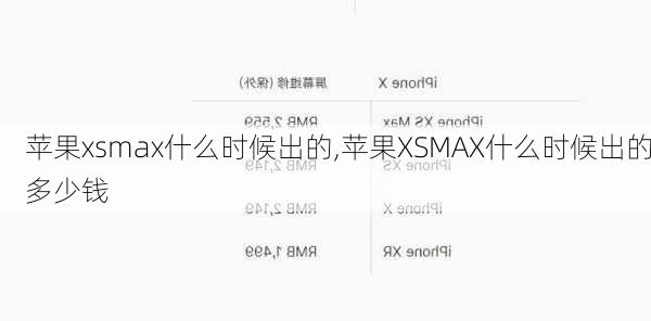 苹果xsmax什么时候出的,苹果XSMAX什么时候出的多少钱