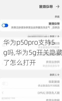 华为p50pro支持5g吗,华为5g开关隐藏了怎么打开