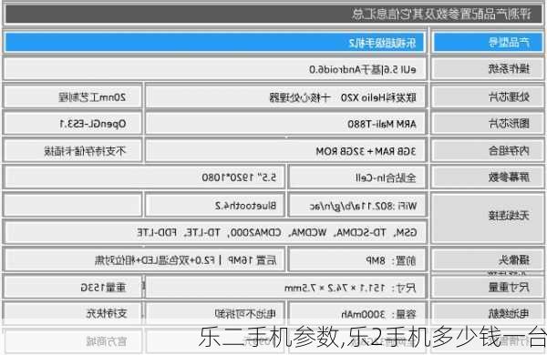 乐二手机参数,乐2手机多少钱一台