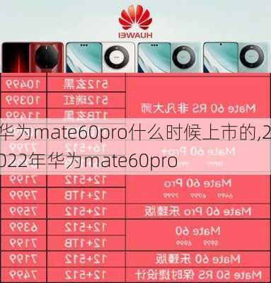 华为mate60pro什么时候上市的,2022年华为mate60pro