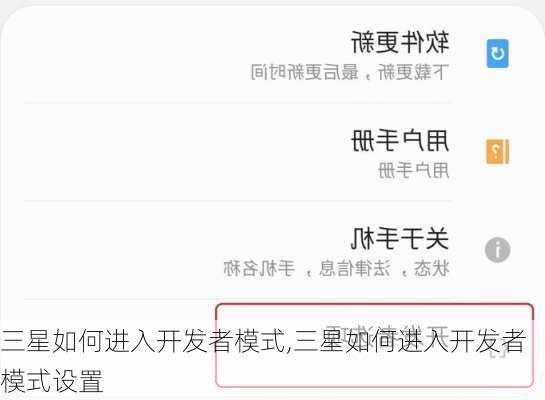 三星如何进入开发者模式,三星如何进入开发者模式设置
