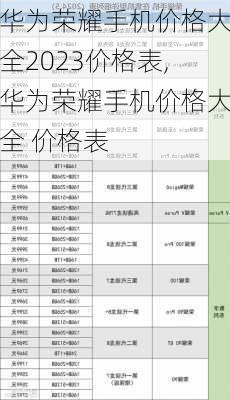 华为荣耀手机价格大全2023价格表,华为荣耀手机价格大全 价格表