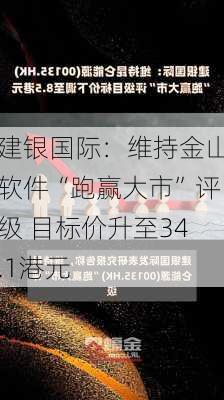 建银国际：维持金山软件“跑赢大市”评级 目标价升至34.1港元