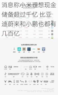 消息称小米理想现金储备超过千亿 比亚迪蔚来和小鹏也都有几百亿