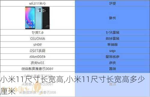 小米11尺寸长宽高,小米11尺寸长宽高多少厘米